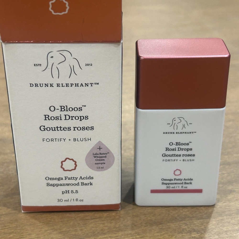 Drunk Elephant O-Bloos Rosi Drops 1oz 30ml Peachy Pink Sheer‎ Liquid Blush Women